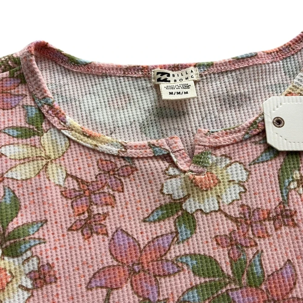 Billabong Girl's Med Pink Feelin Peachy Floral Smore Fun Thermal Long Sleeve Top